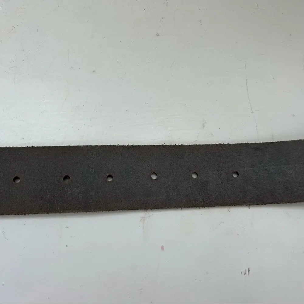 Mens Black Embossed Genuine Leather Embossed Western Inspired Belt Silver Buckle